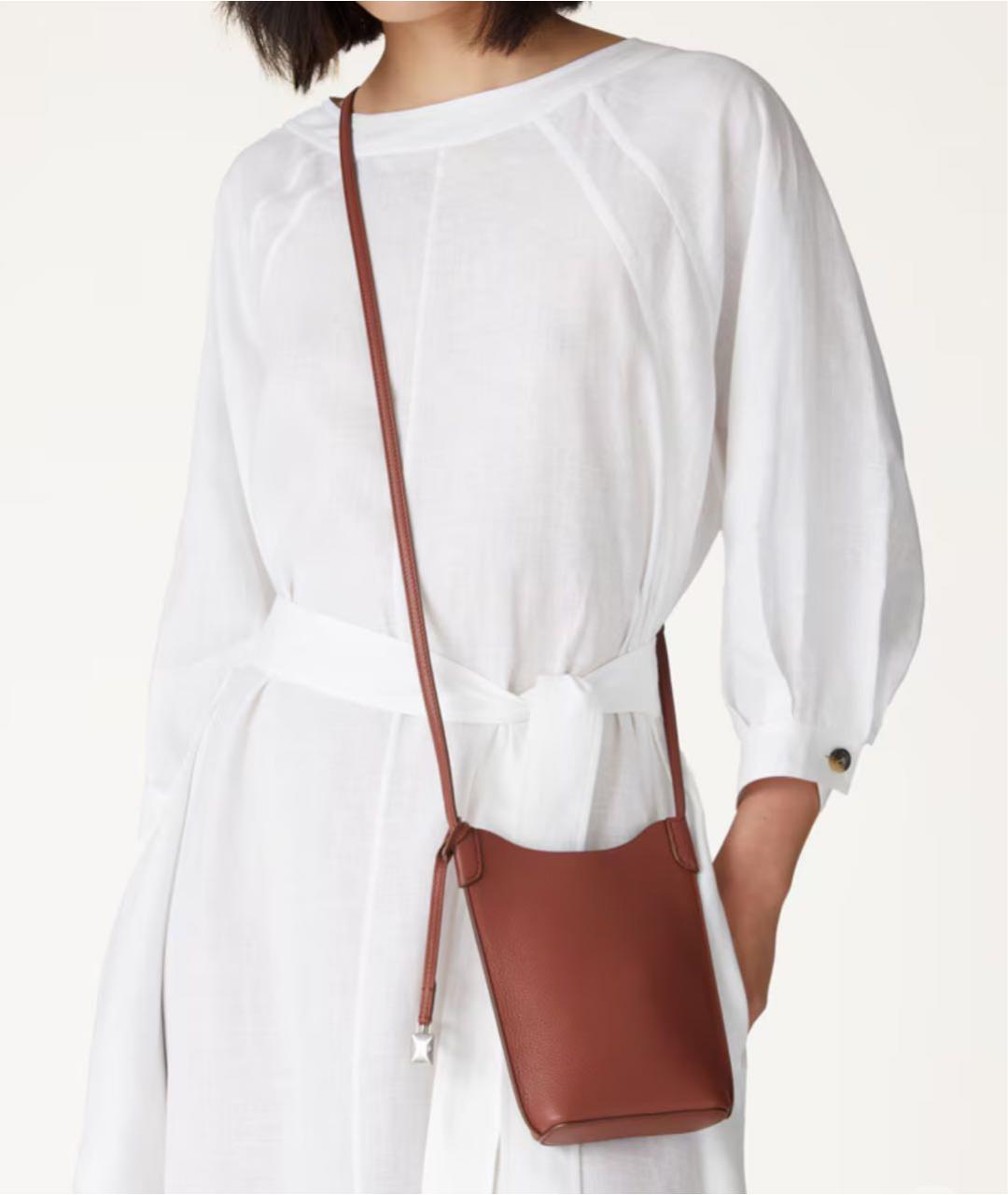 LORO PIANA Коричневая кожаная сумка через плечо, фото 7