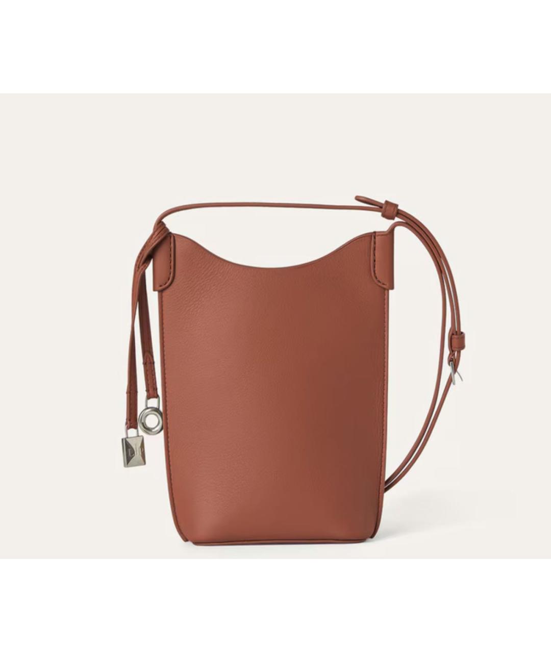 LORO PIANA Коричневая кожаная сумка через плечо, фото 8