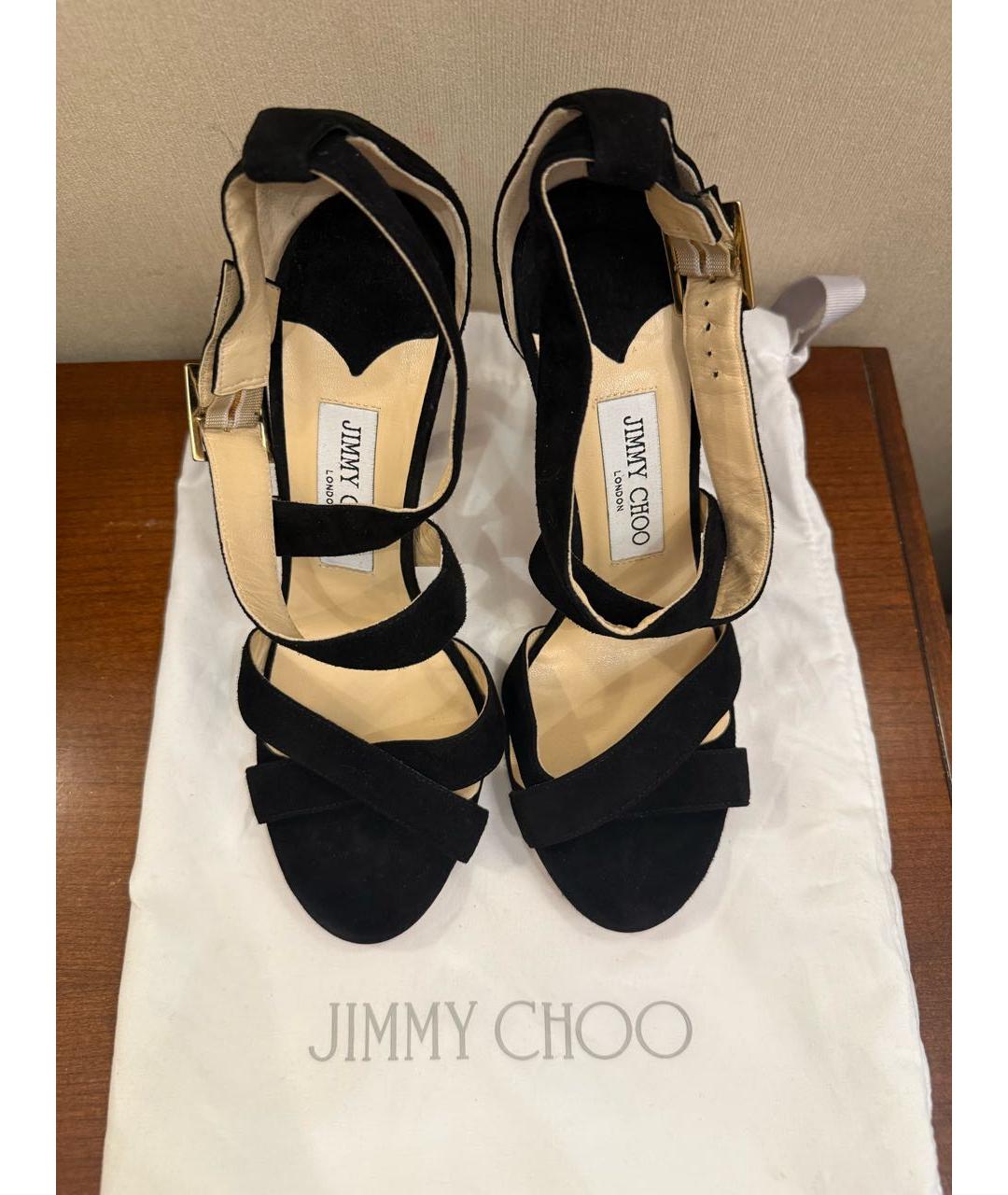 JIMMY CHOO Черные замшевые босоножки, фото 4