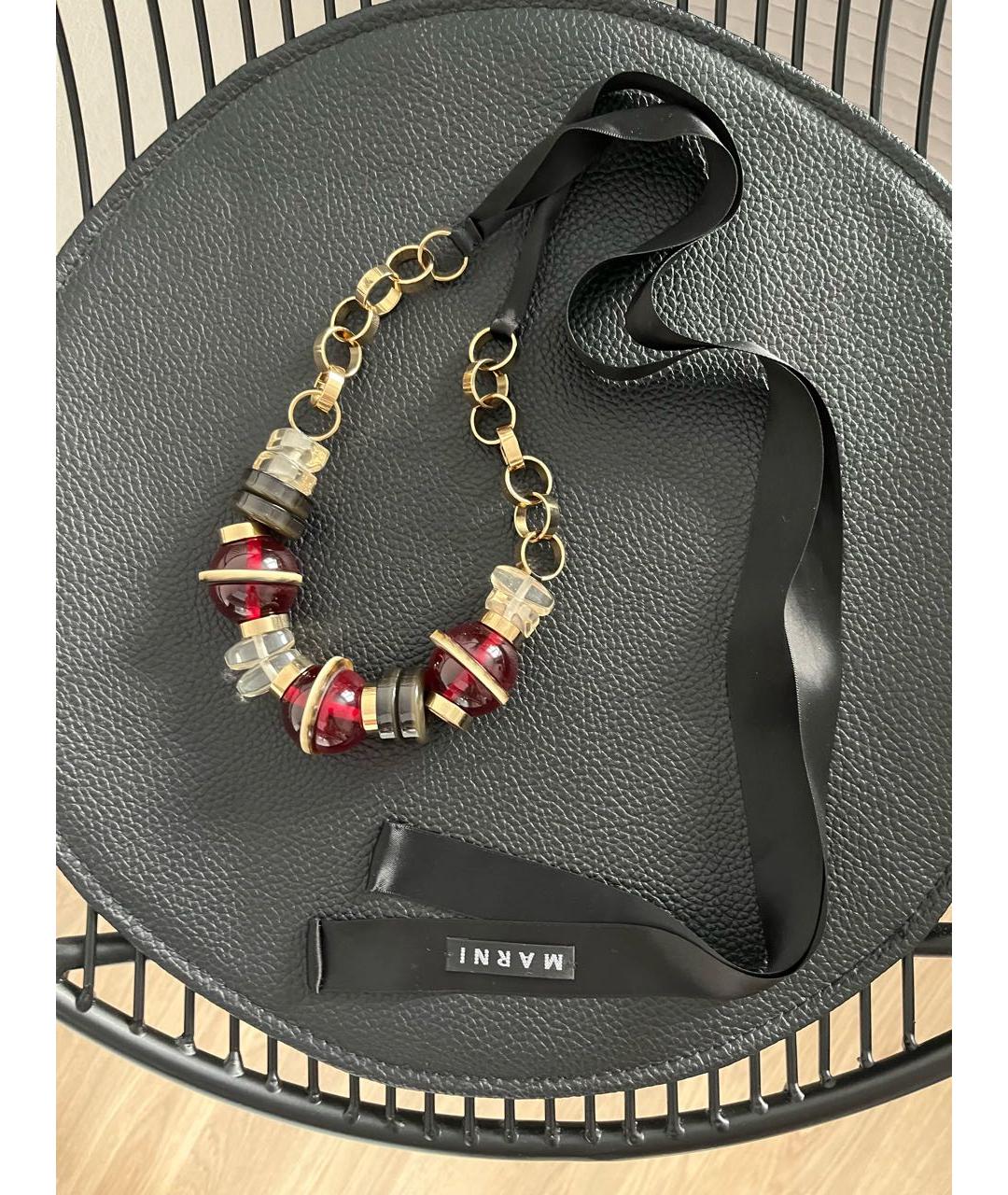 MARNI Бордовое металлическое колье, фото 3
