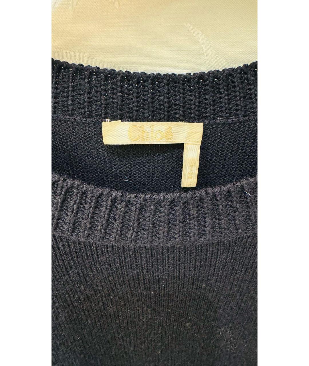 CHLOE Темно-синий шерстяной джемпер / свитер, фото 4