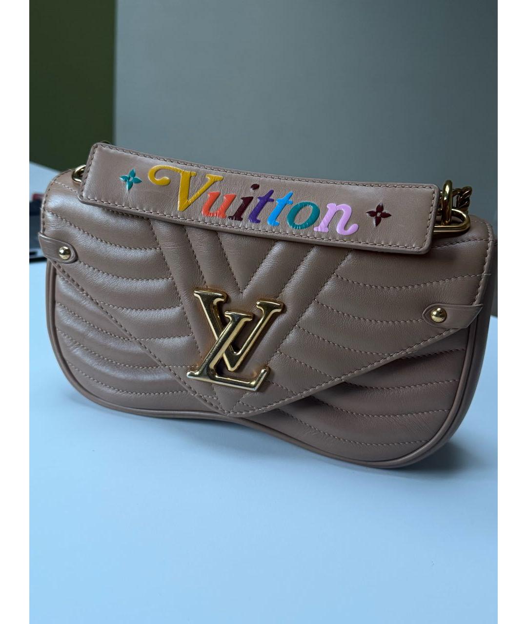 LOUIS VUITTON Бежевая кожаная сумка через плечо, фото 5