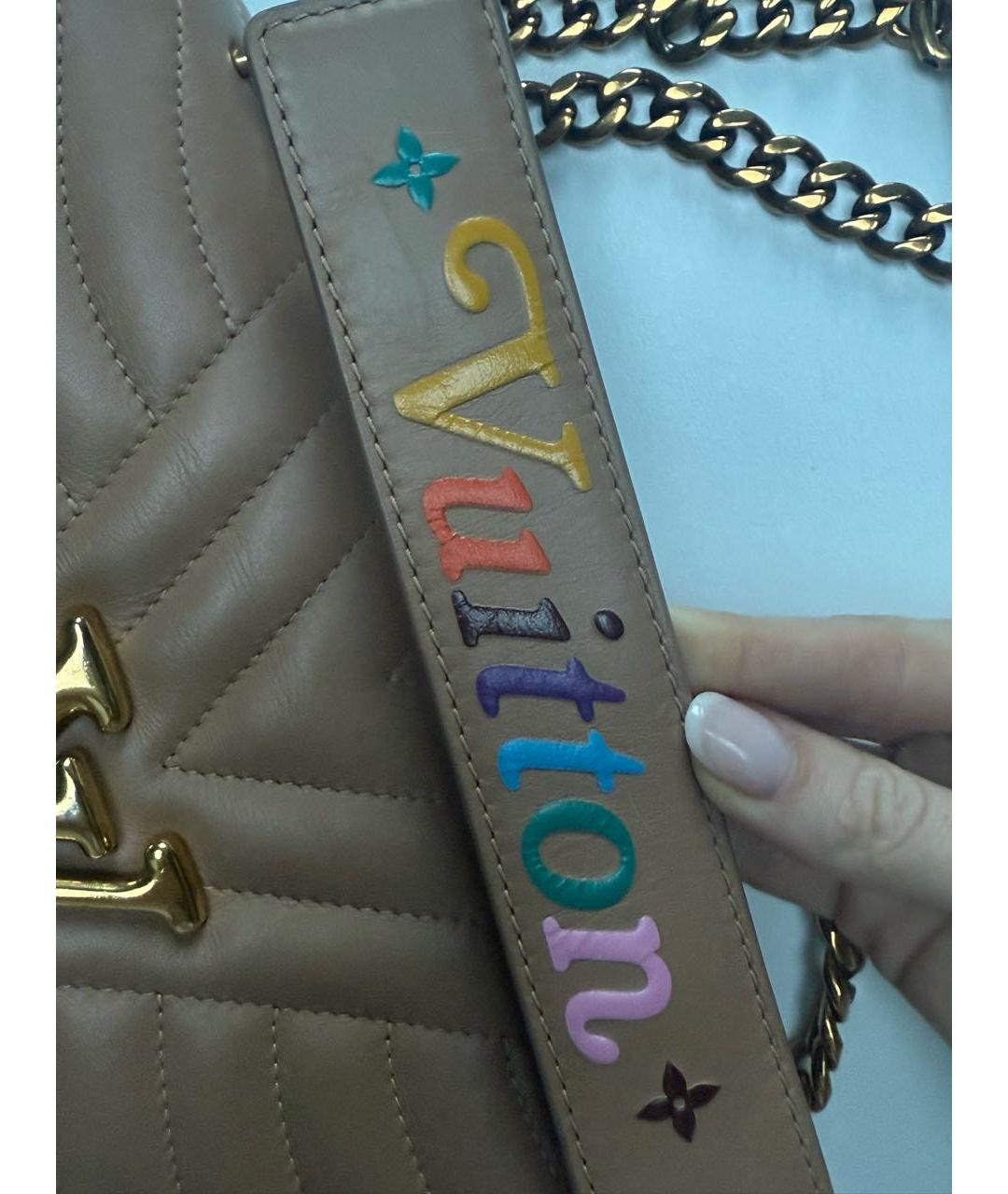 LOUIS VUITTON Бежевая кожаная сумка через плечо, фото 4