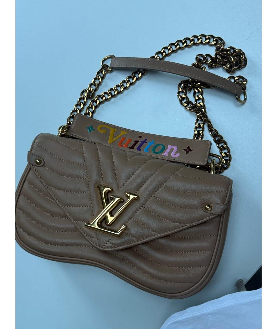 LOUIS VUITTON Бежевая кожаная сумка через плечо, фото 2