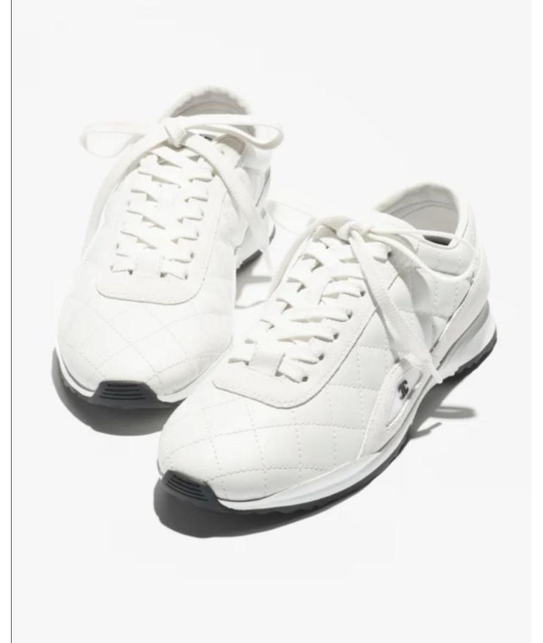 CHANEL Белые кожаные кроссовки, фото 4