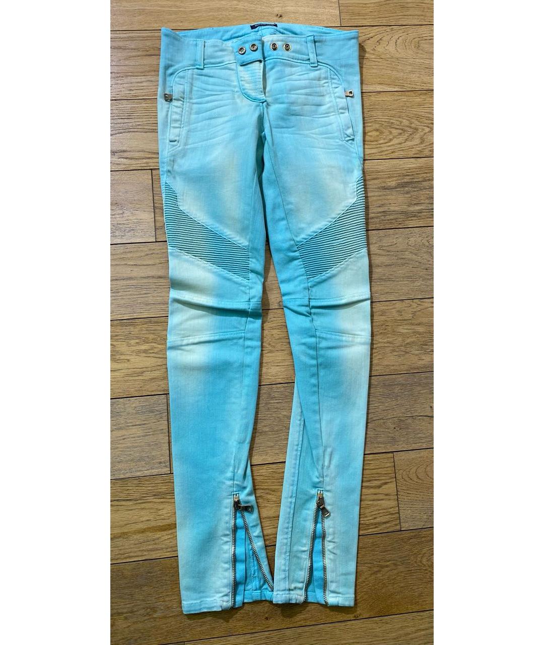 BALMAIN Голубые хлопко-эластановые джинсы слим, фото 9