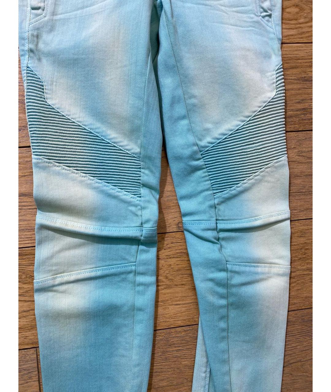 BALMAIN Голубые хлопко-эластановые джинсы слим, фото 4