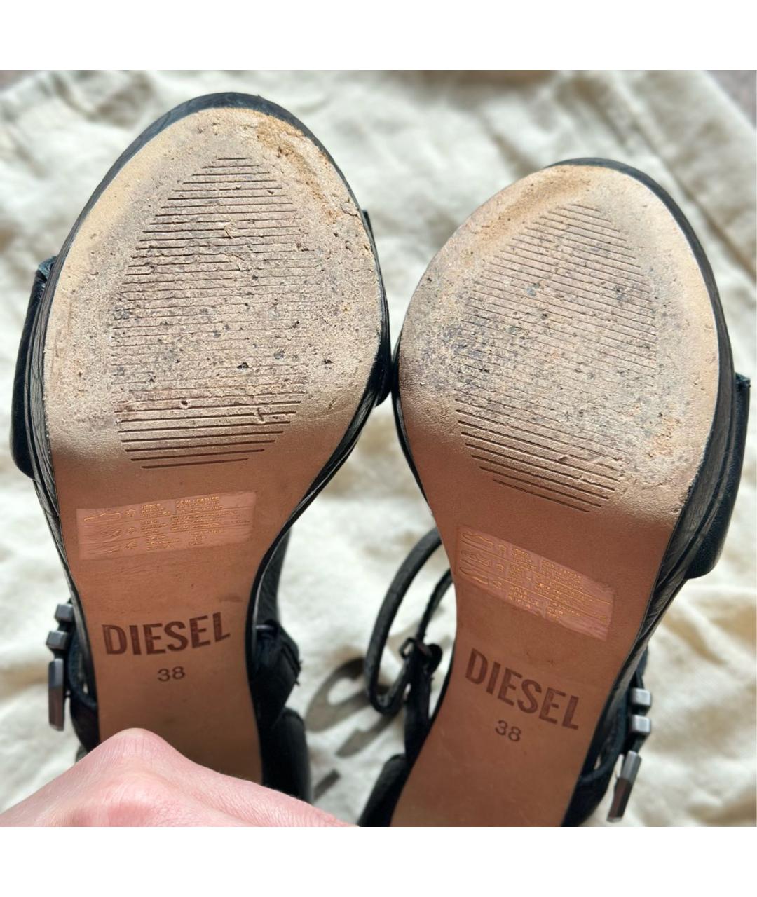 DIESEL Черные кожаные босоножки, фото 5