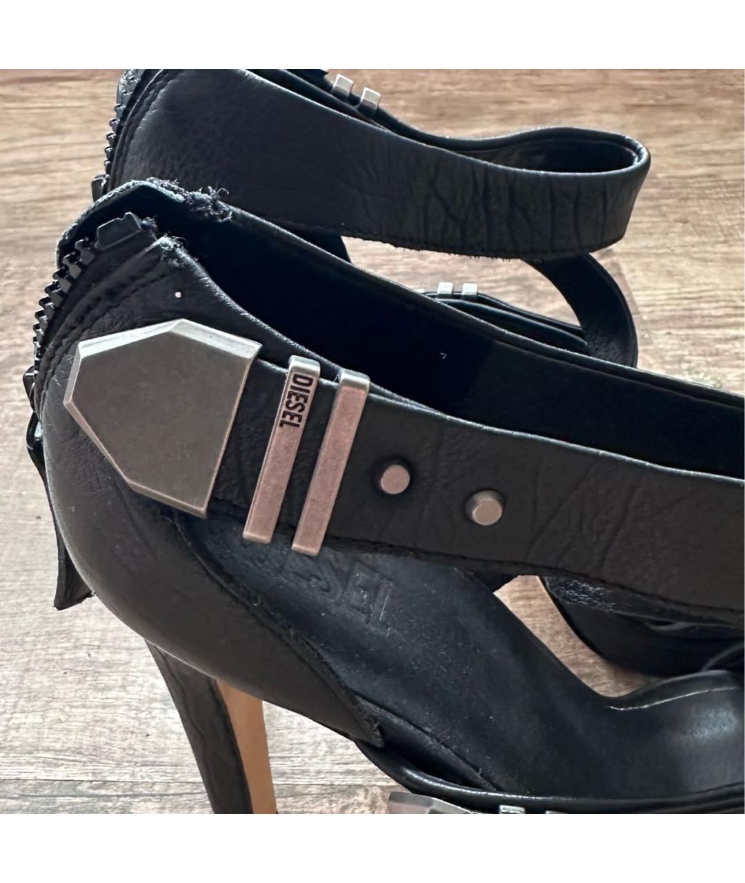 DIESEL Черные кожаные босоножки, фото 4