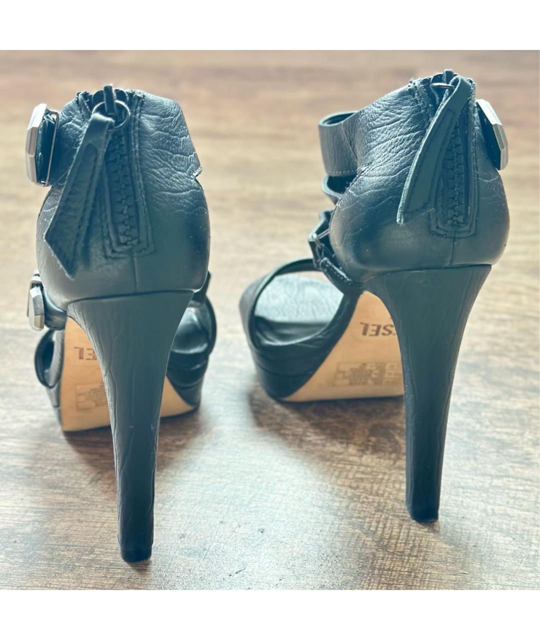 DIESEL Черные кожаные босоножки, фото 3