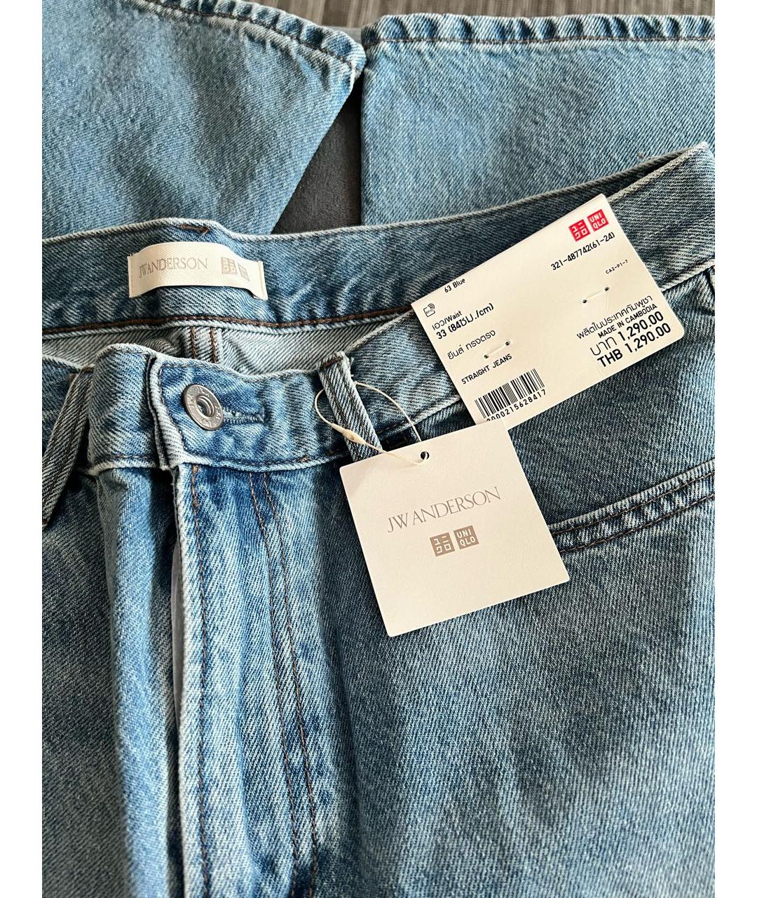 J.W.ANDERSON Голубые хлопковые прямые джинсы, фото 4