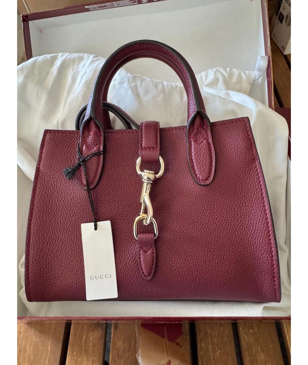 GUCCI Бордовая кожаная сумка с короткими ручками, фото 7