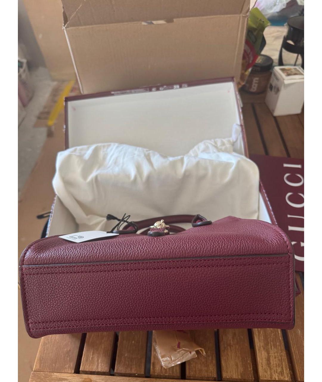 GUCCI Бордовая кожаная сумка с короткими ручками, фото 5
