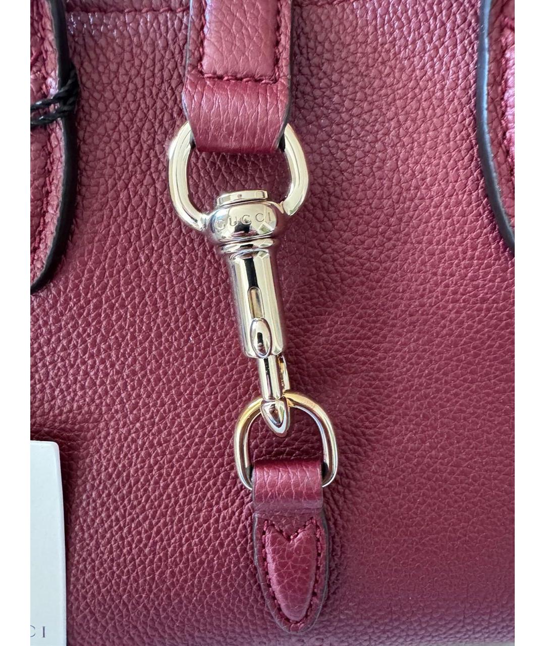 GUCCI Бордовая кожаная сумка с короткими ручками, фото 2