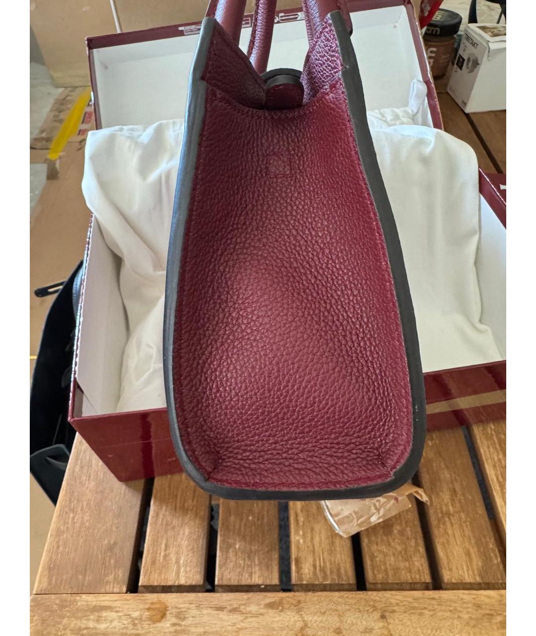 GUCCI Бордовая кожаная сумка с короткими ручками, фото 3