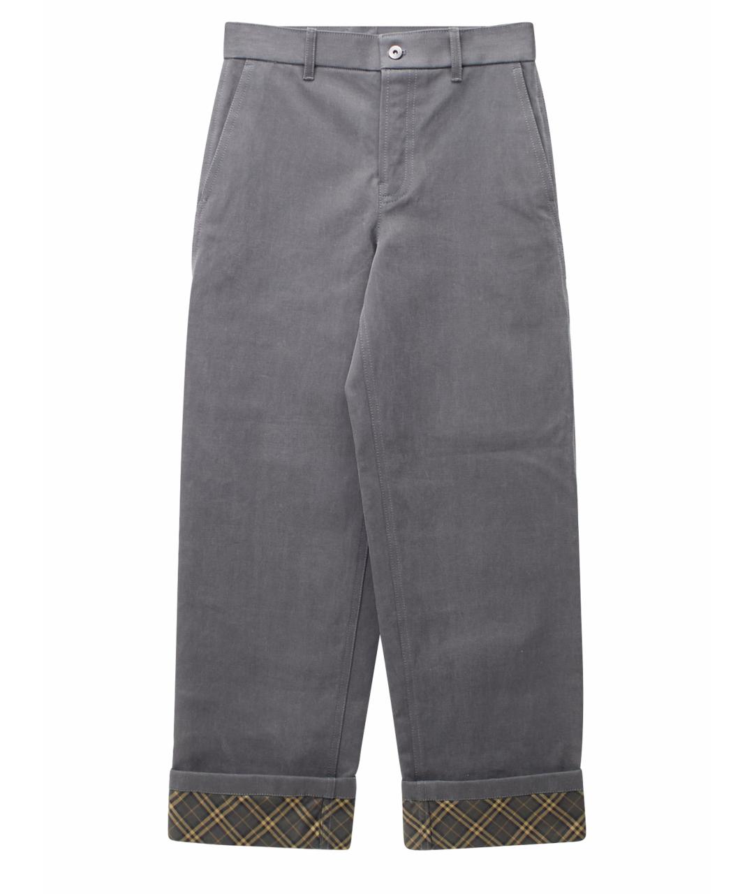 BURBERRY Серые хлопковые повседневные брюки, фото 1