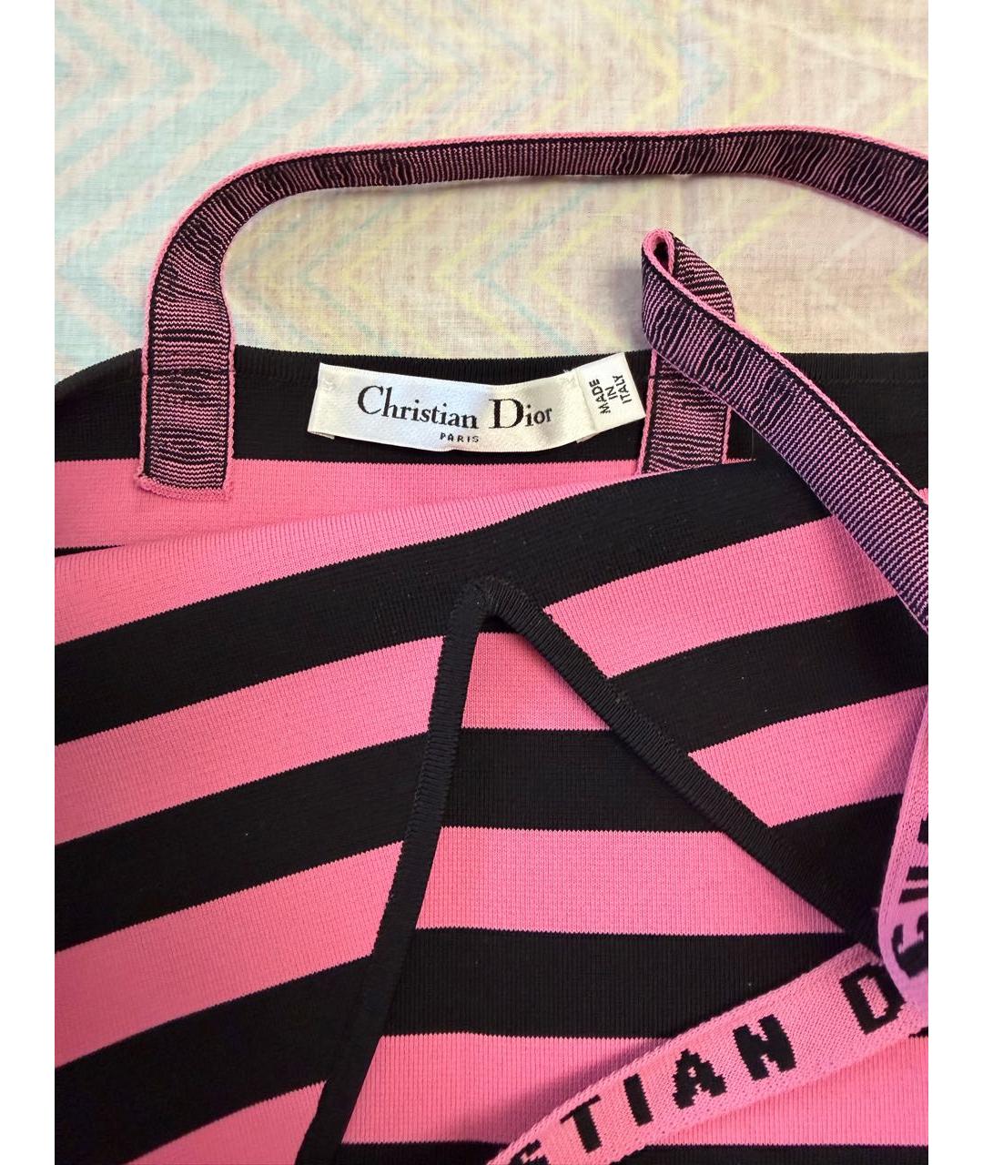 CHRISTIAN DIOR Розовая вискозная майка, фото 3