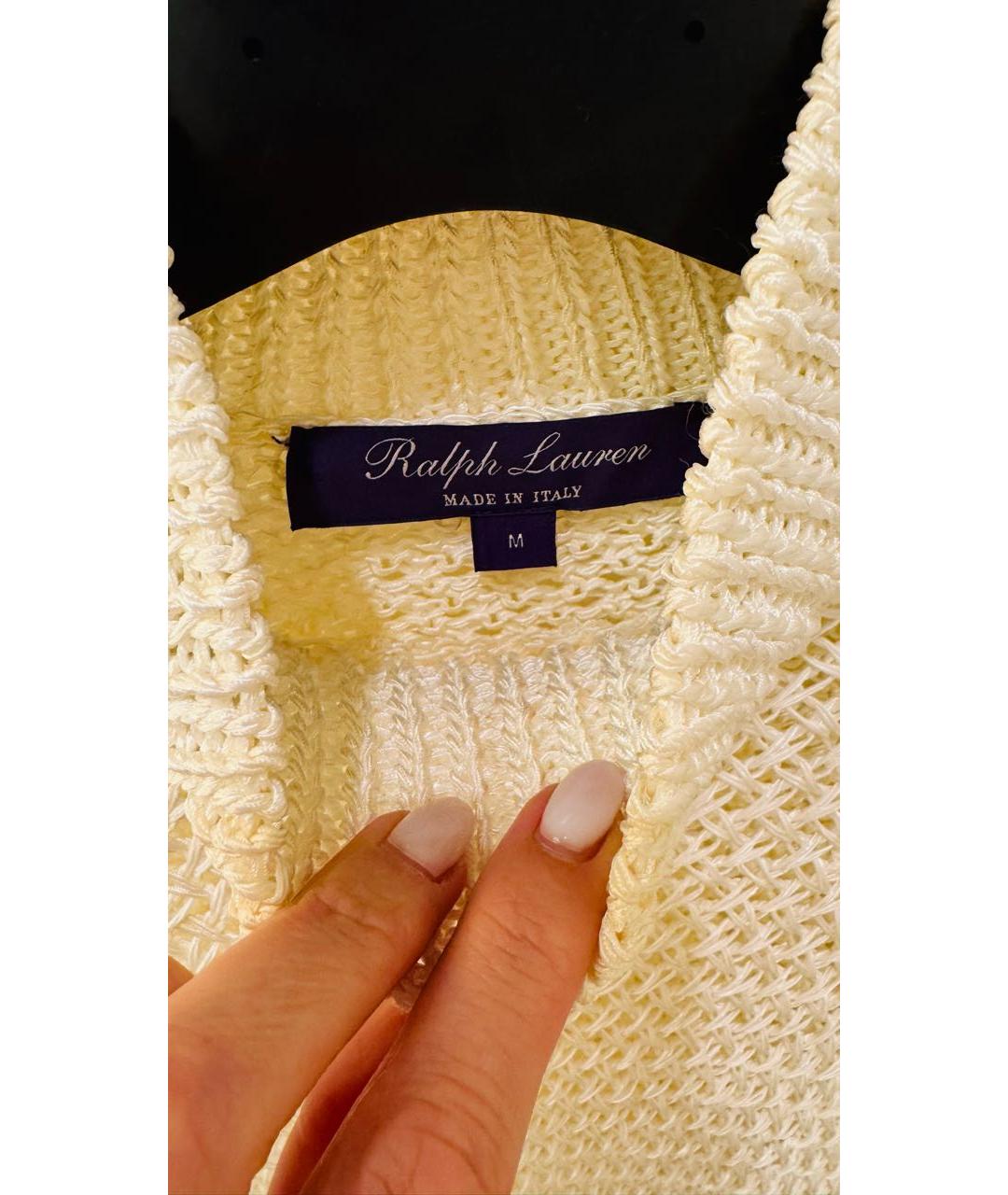 RALPH LAUREN PURPLE LABEL Белый вискозный джемпер / свитер, фото 2