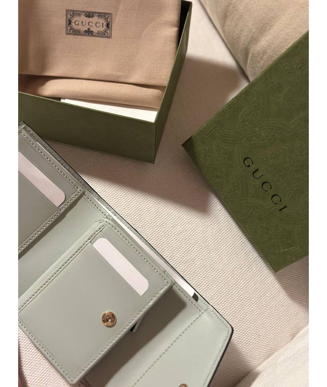 GUCCI Бирюзовый кожаный кошелек, фото 3