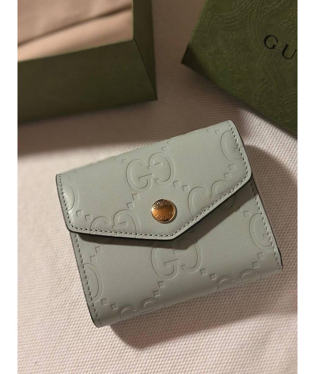 GUCCI Бирюзовый кожаный кошелек, фото 5