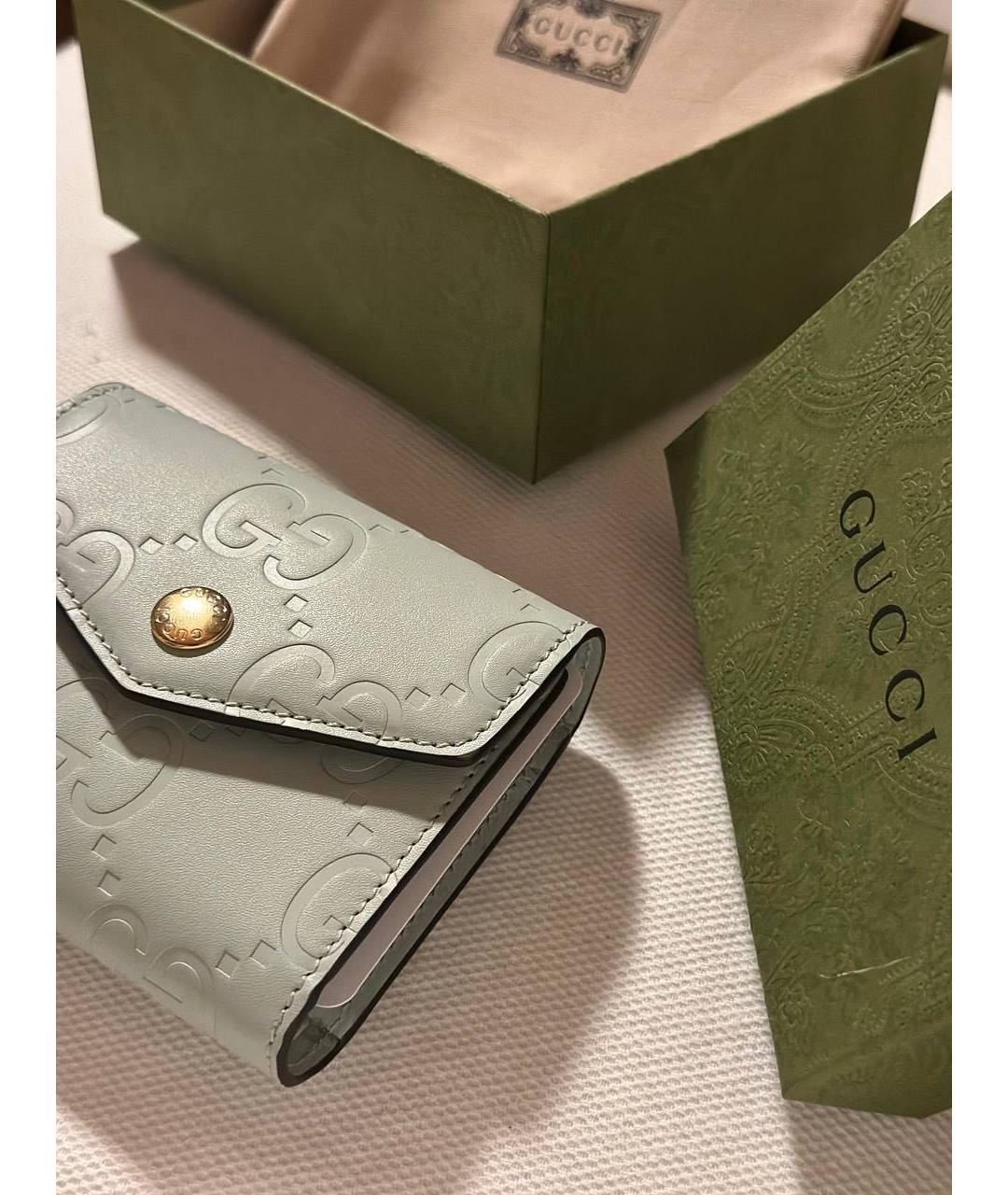 GUCCI Бирюзовый кожаный кошелек, фото 2