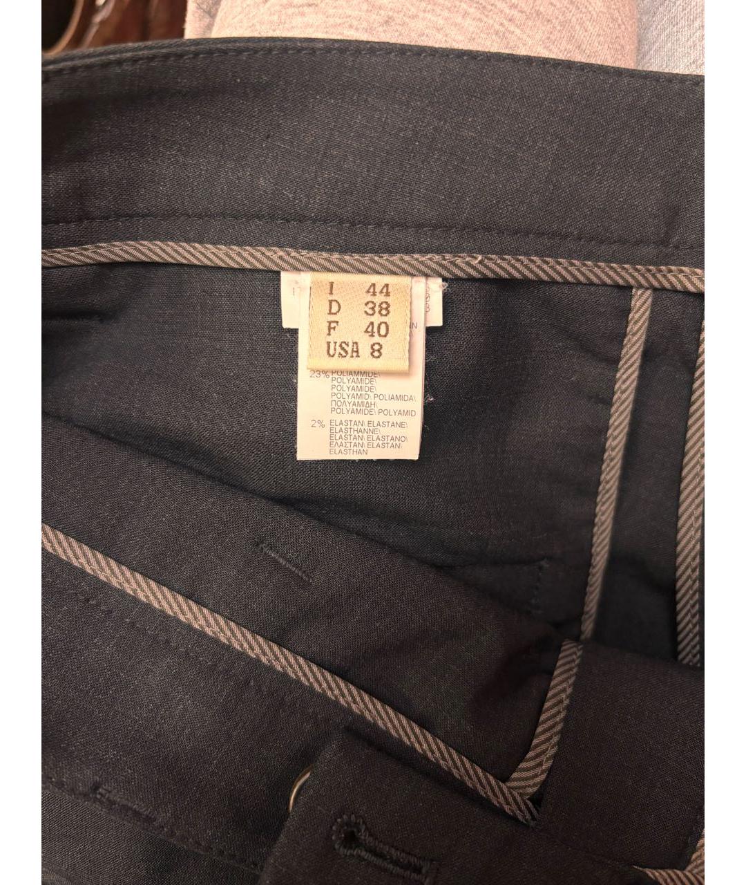 BRUNELLO CUCINELLI Антрацитовые шерстяные прямые брюки, фото 6