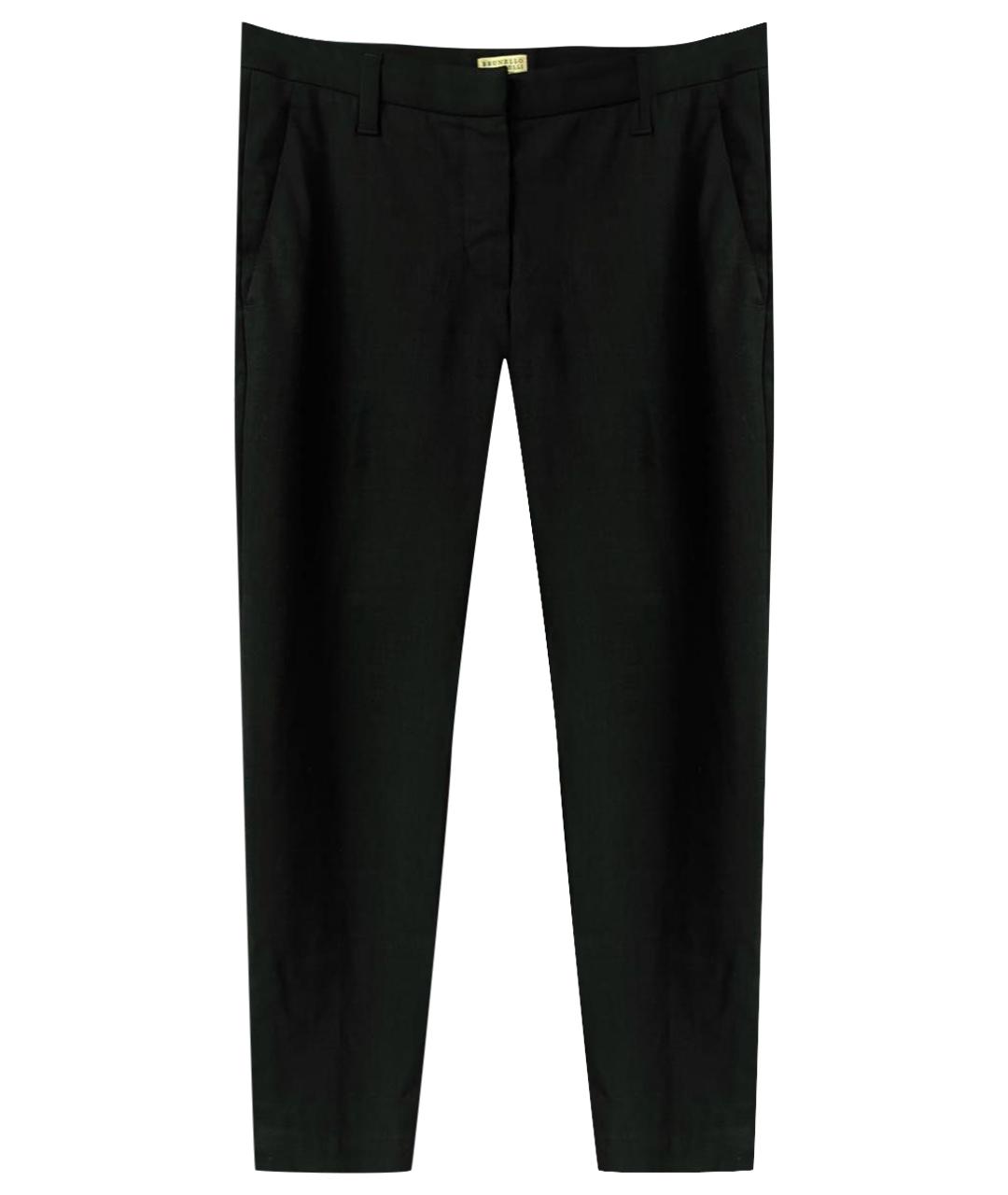 BRUNELLO CUCINELLI Антрацитовые шерстяные прямые брюки, фото 1