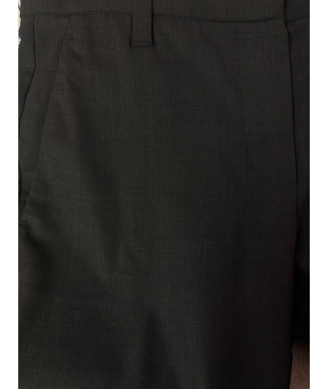 BRUNELLO CUCINELLI Антрацитовые шерстяные прямые брюки, фото 3