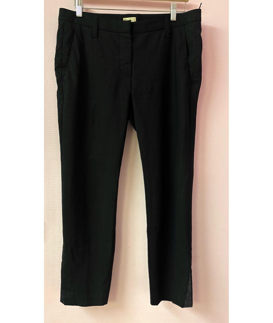 BRUNELLO CUCINELLI Антрацитовые шерстяные прямые брюки, фото 9