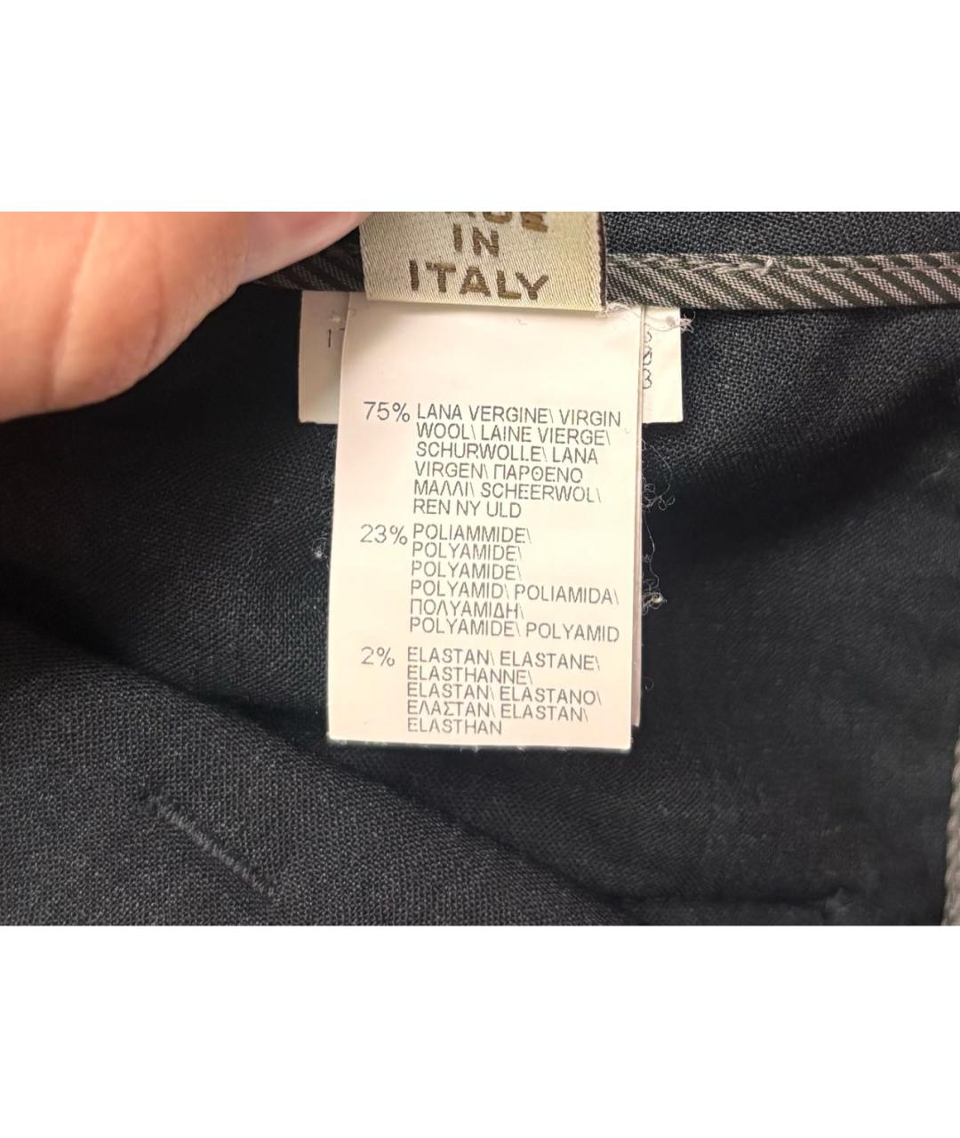 BRUNELLO CUCINELLI Антрацитовые шерстяные прямые брюки, фото 7