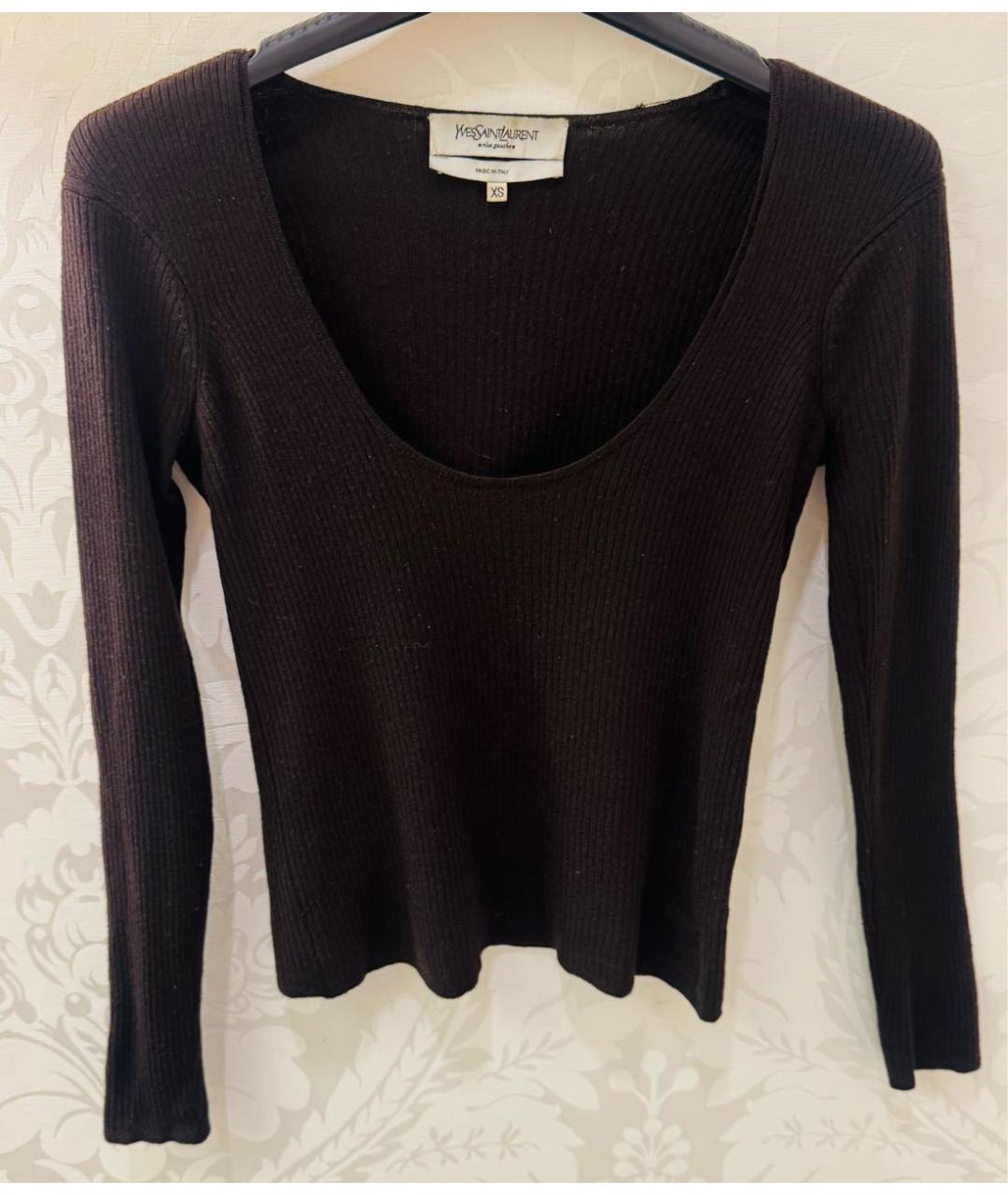 SAINT LAURENT Коричневый шерстяной джемпер / свитер, фото 4