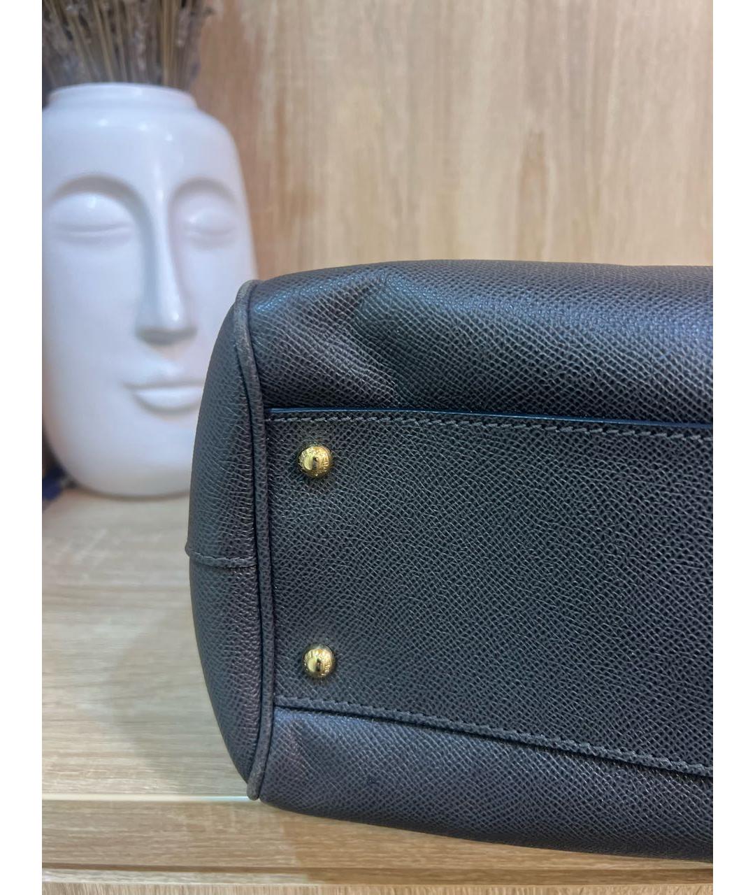 DOLCE&GABBANA Антрацитовая кожаная сумка с короткими ручками, фото 6