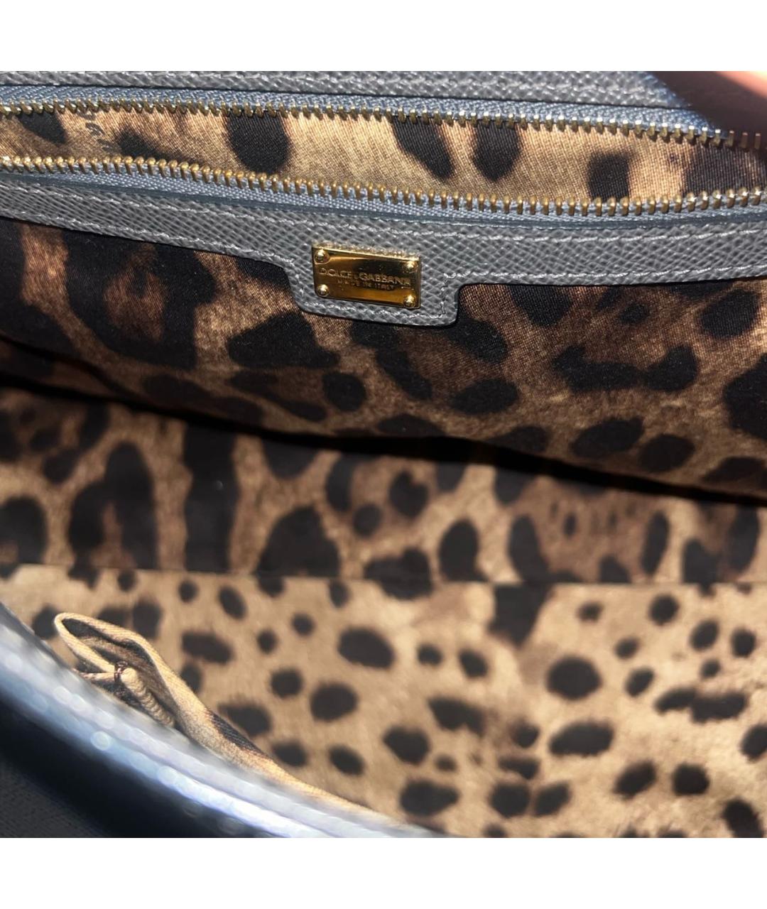 DOLCE&GABBANA Антрацитовая кожаная сумка с короткими ручками, фото 4