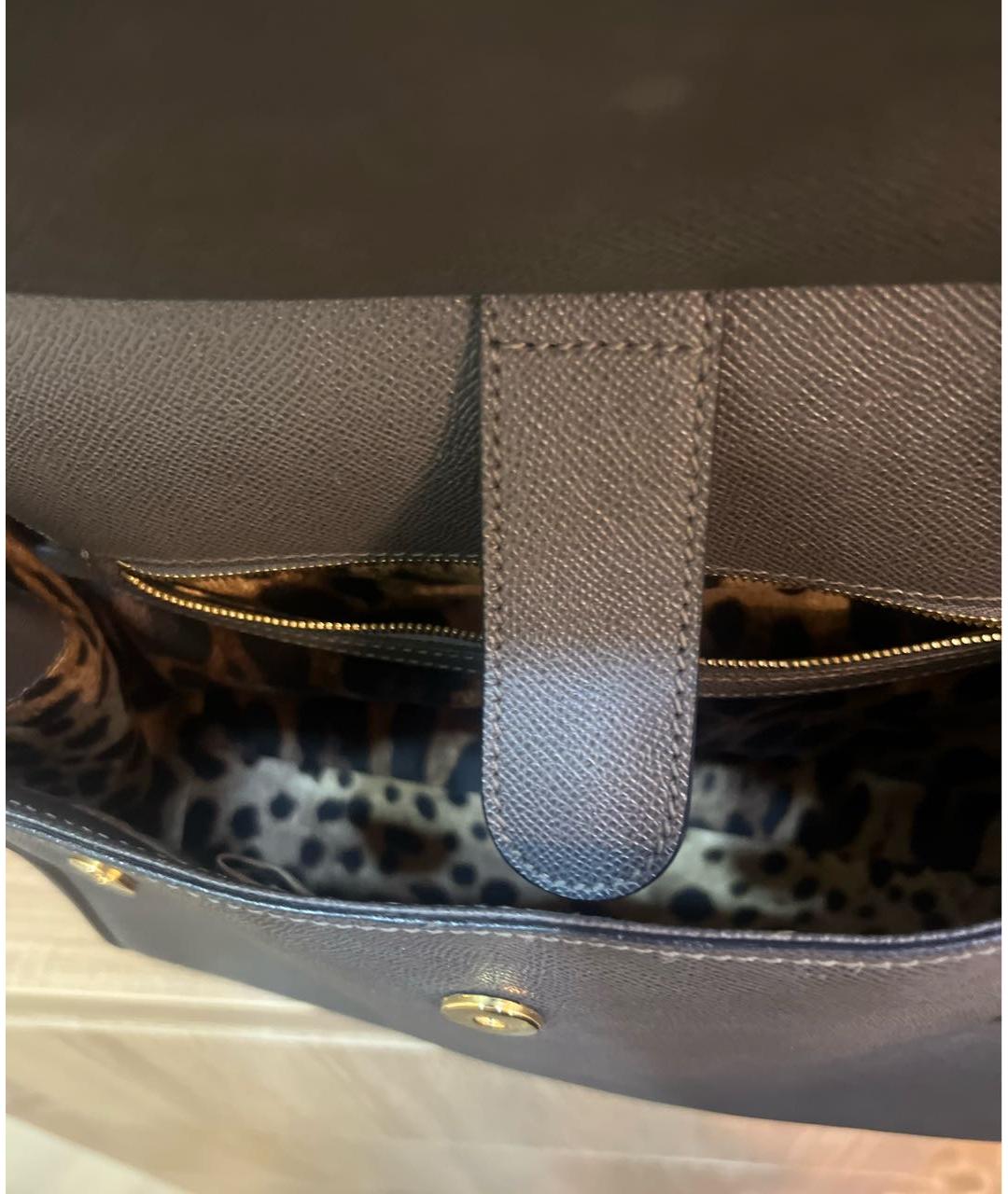 DOLCE&GABBANA Антрацитовая кожаная сумка с короткими ручками, фото 8