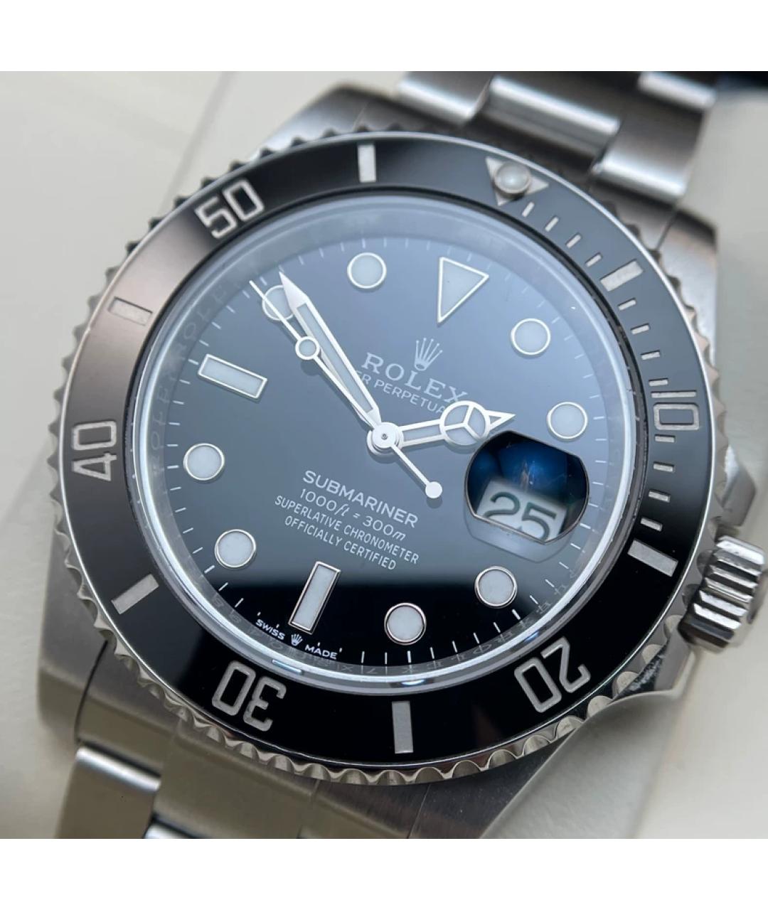 ROLEX Черные металлические часы, фото 2