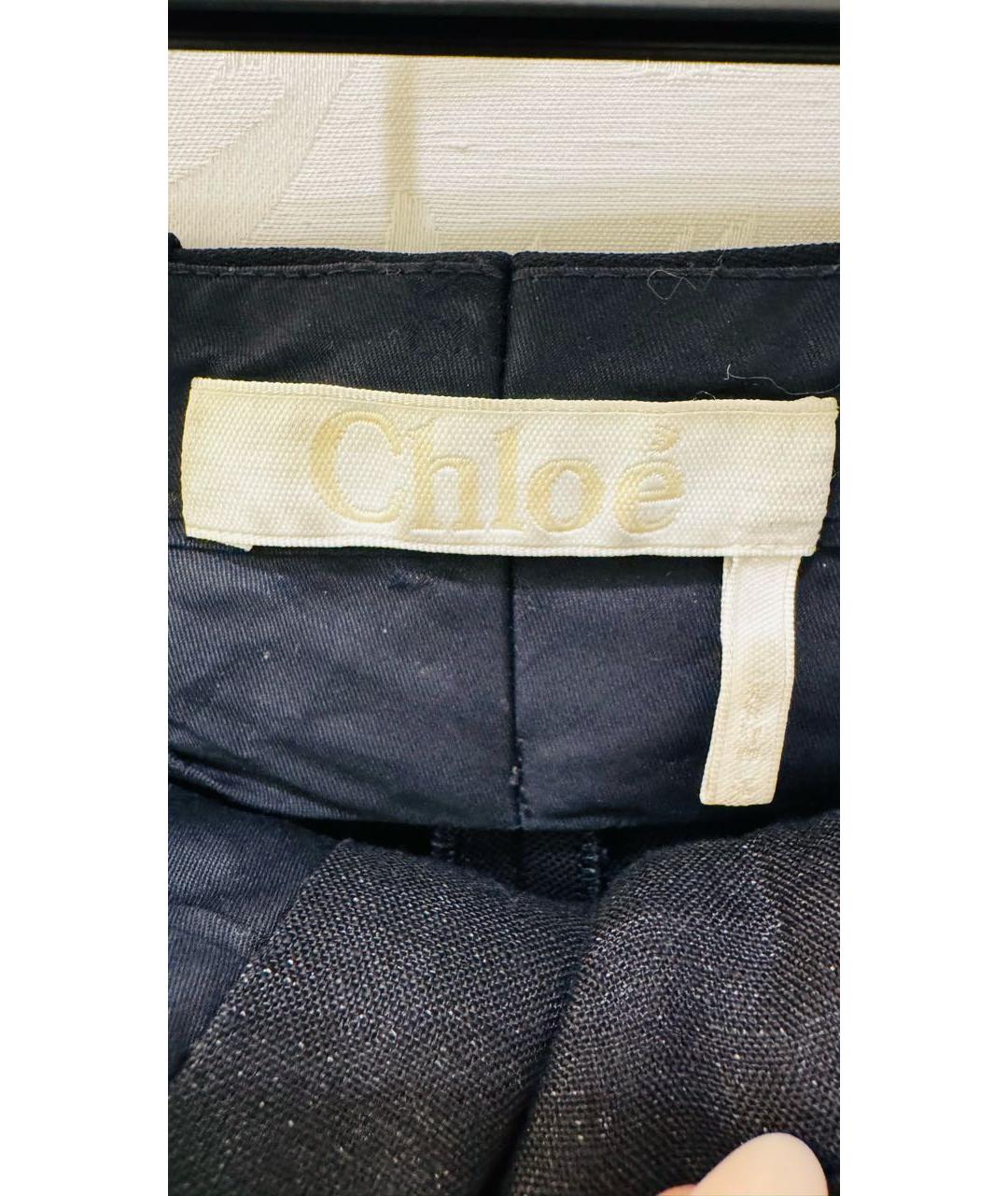 CHLOE Темно-синие шерстяные брюки широкие, фото 5