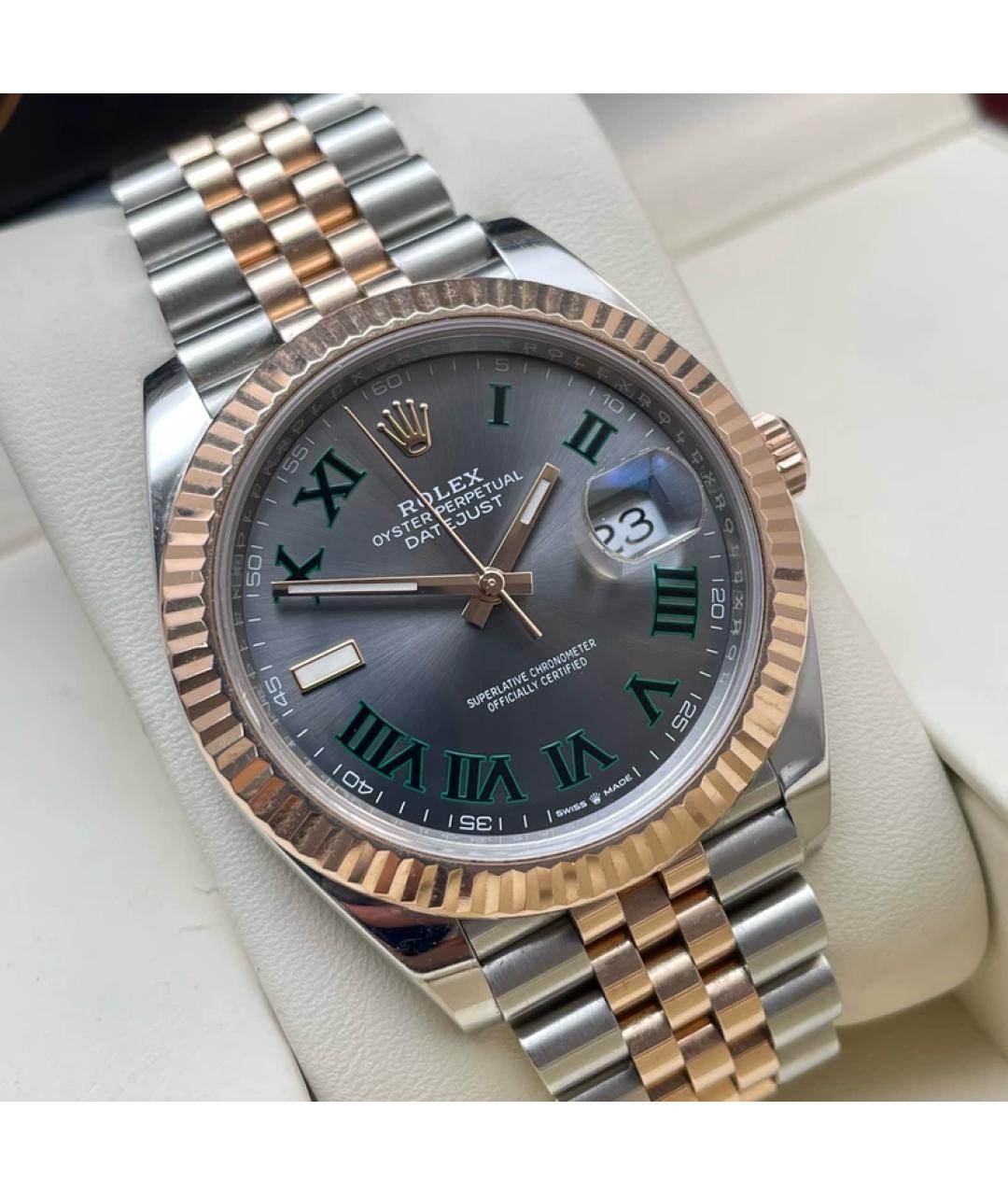 ROLEX Зеленые часы из розового золота, фото 3