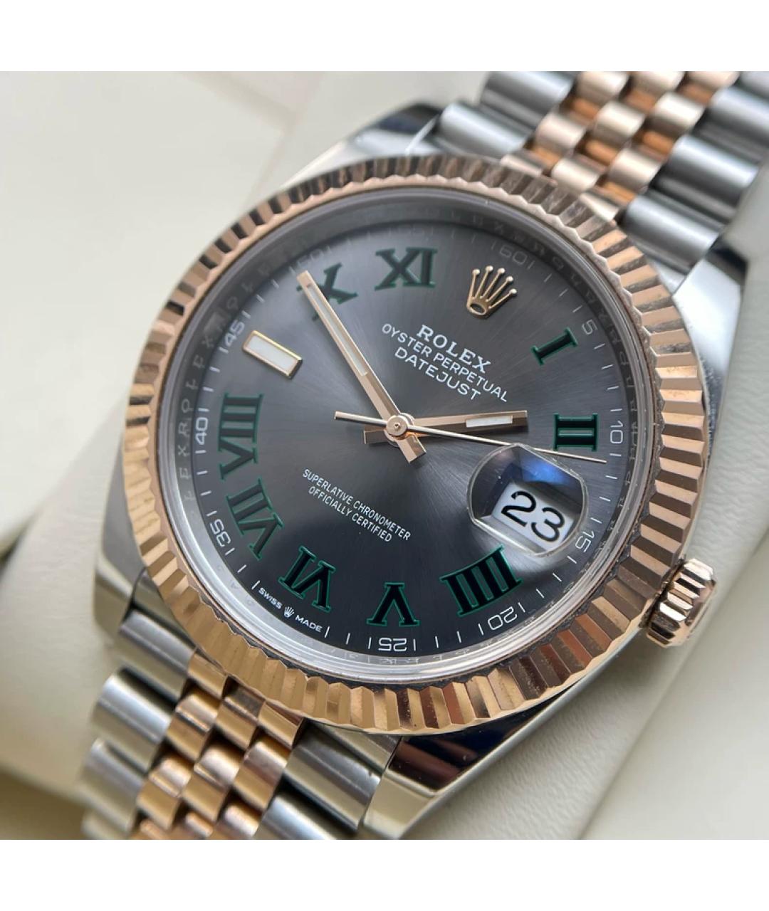 ROLEX Зеленые часы из розового золота, фото 2