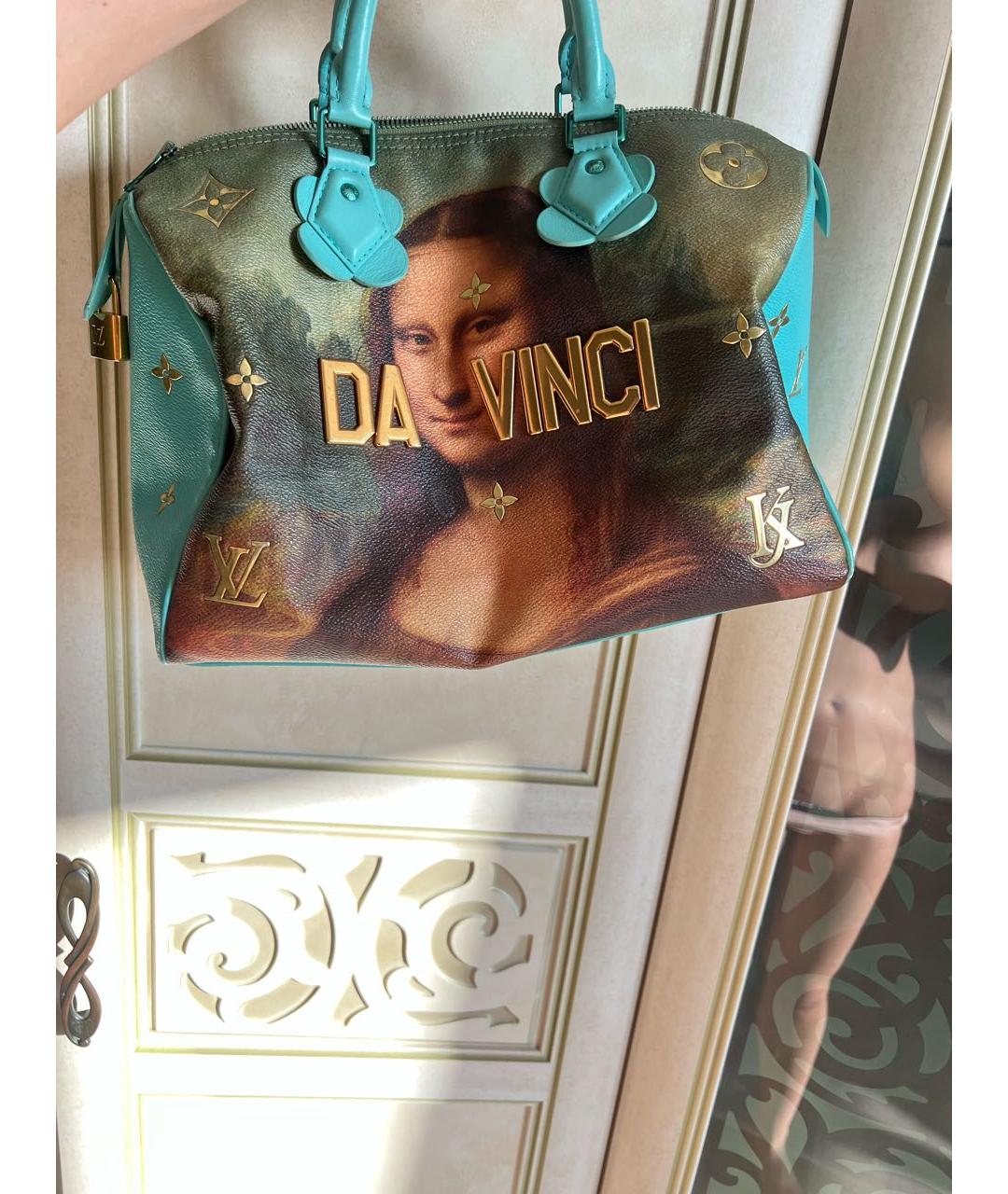 LOUIS VUITTON Бирюзовая кожаная сумка с короткими ручками, фото 3