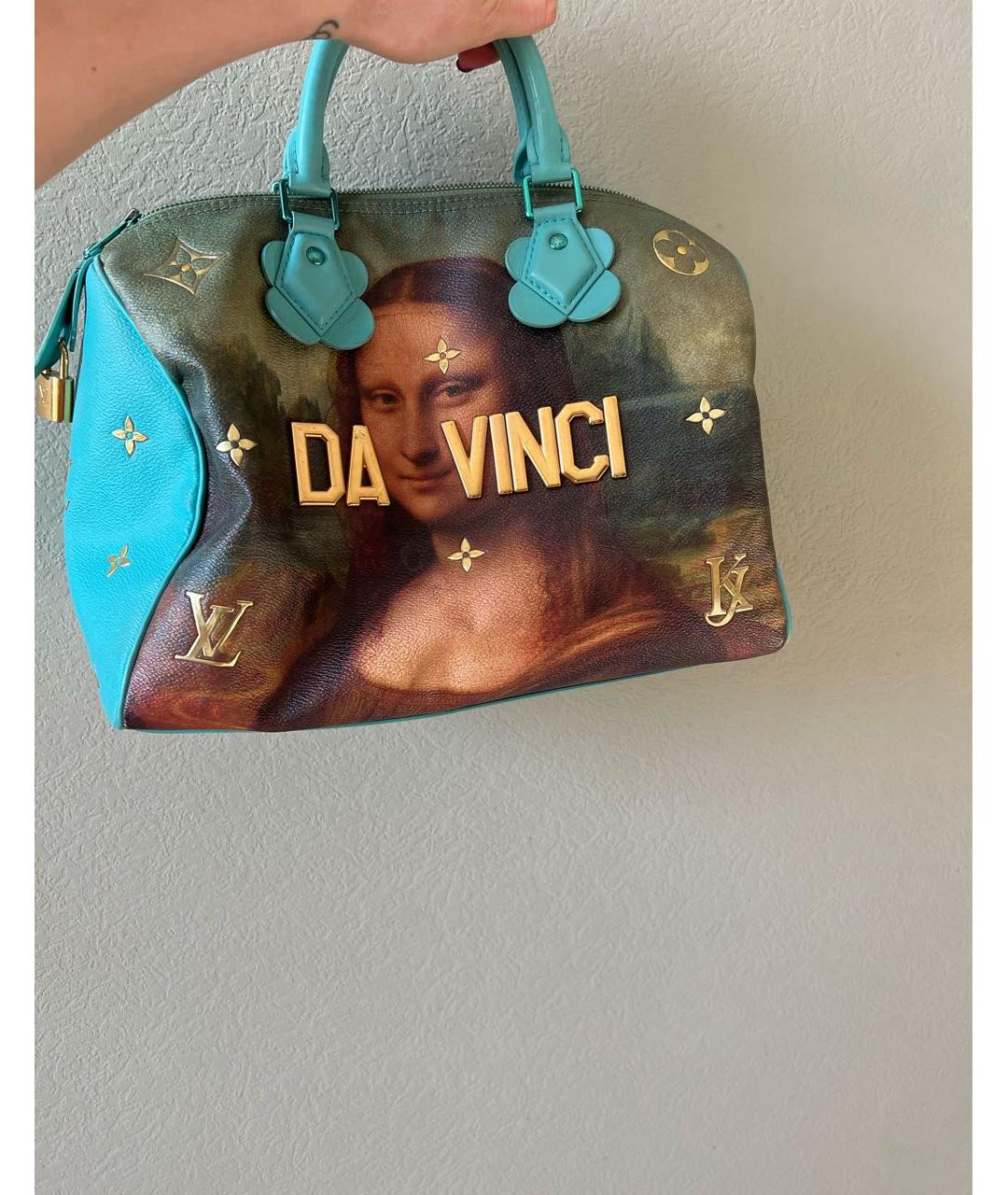 LOUIS VUITTON Бирюзовая кожаная сумка с короткими ручками, фото 4