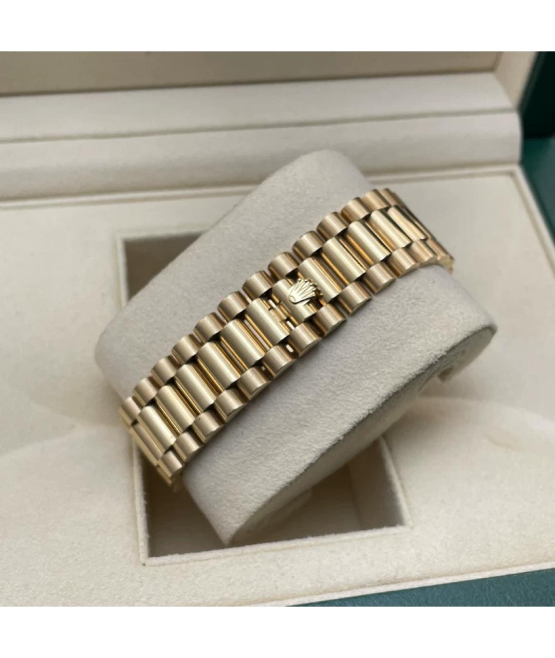 ROLEX Черные часы из желтого золота, фото 7