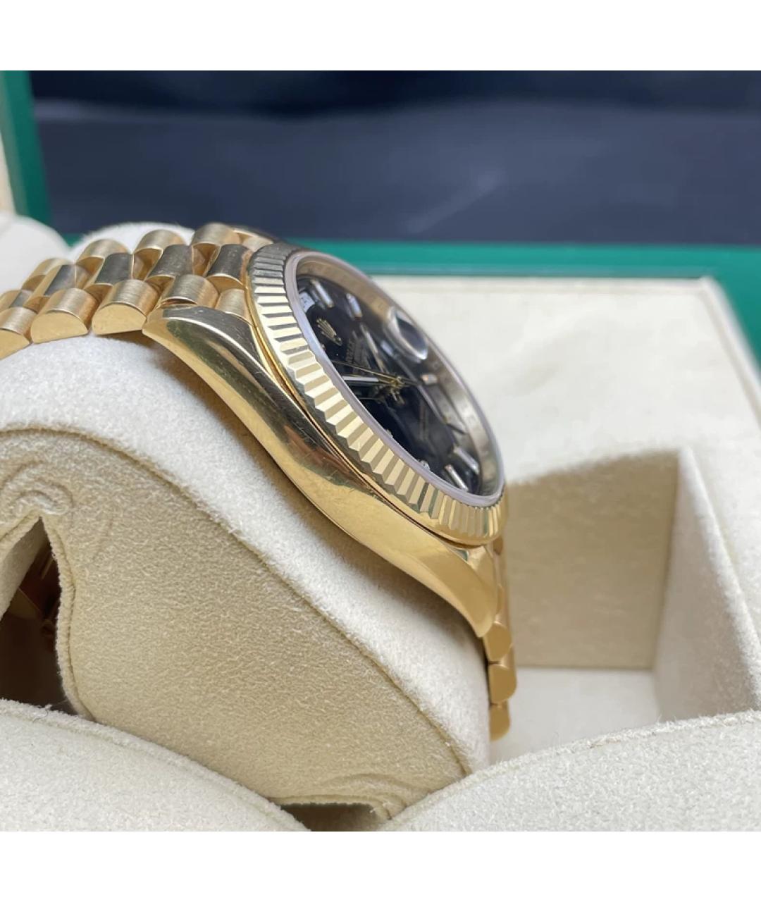 ROLEX Черные часы из желтого золота, фото 6