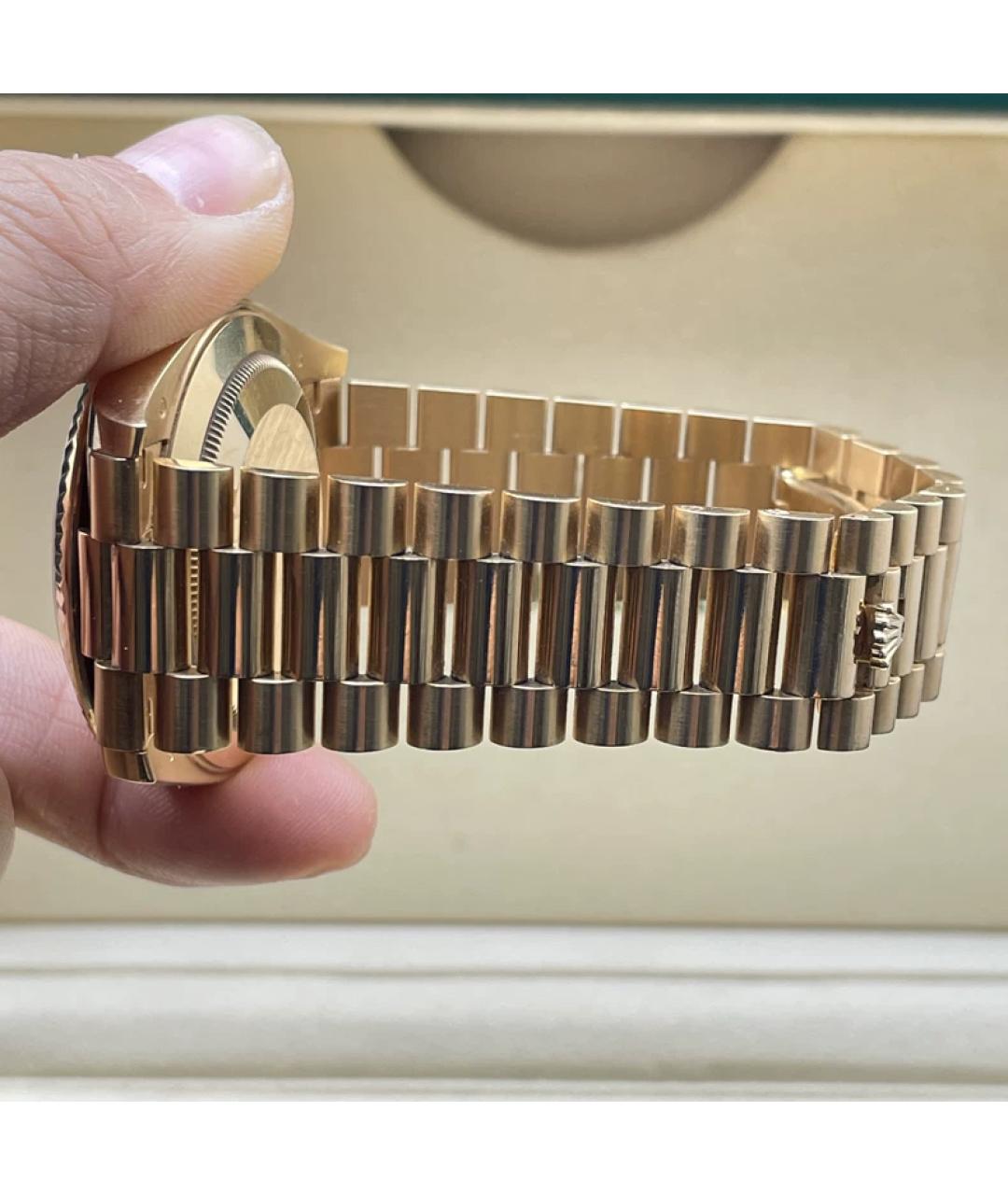 ROLEX Черные часы из желтого золота, фото 9