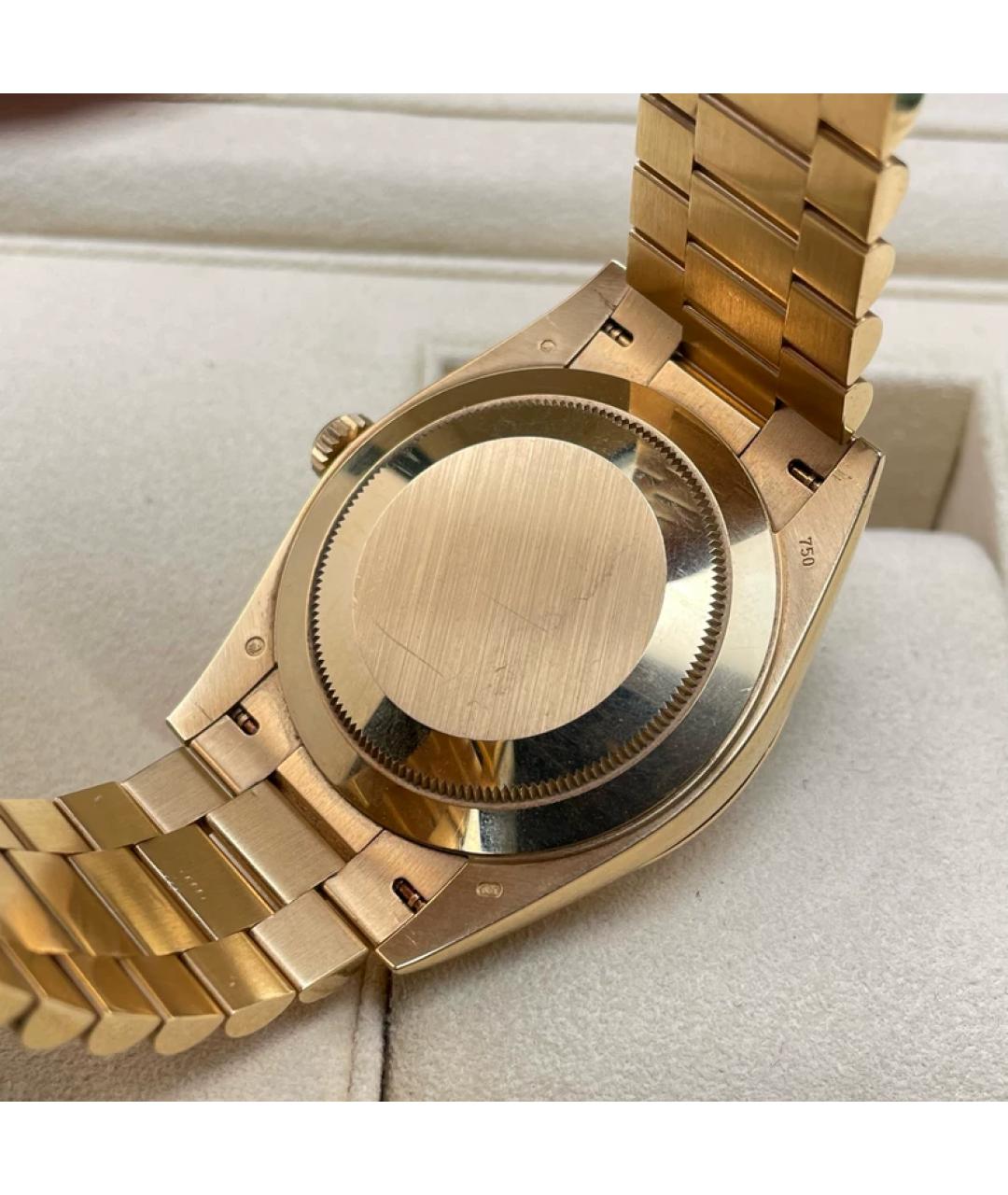 ROLEX Черные часы из желтого золота, фото 4