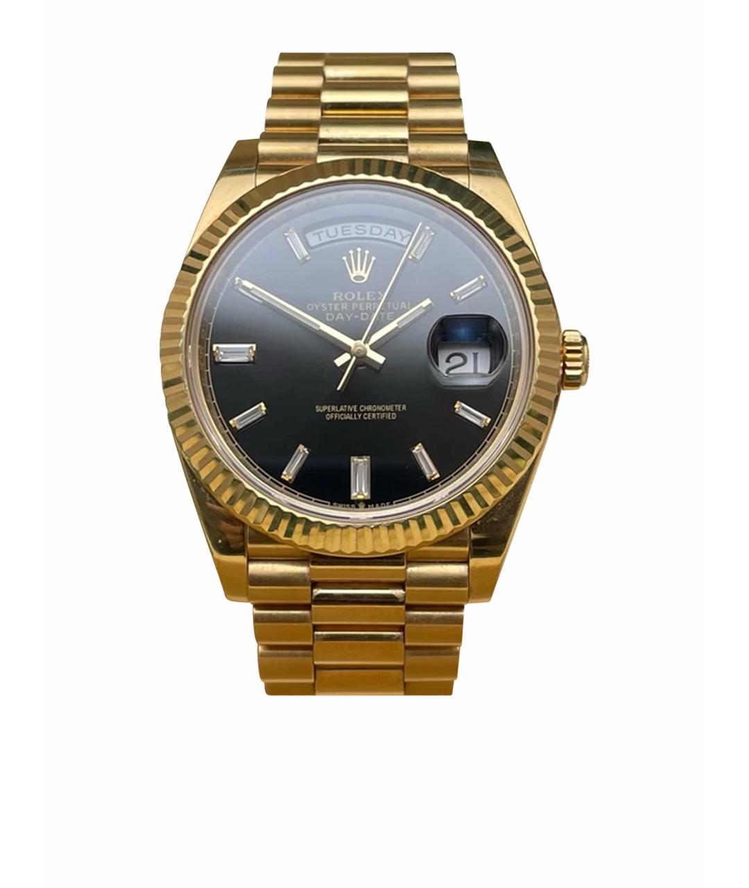 ROLEX Черные часы из желтого золота, фото 1