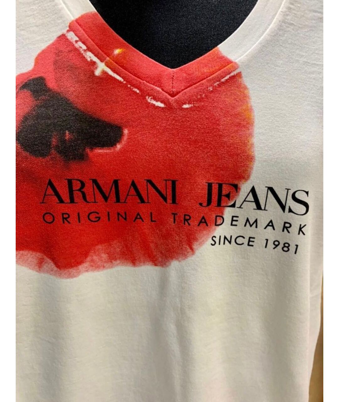 ARMANI JEANS Белая хлопко-эластановая футболка, фото 3