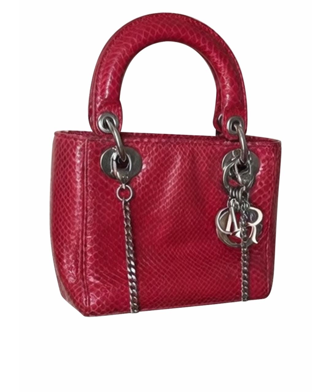 CHRISTIAN DIOR Красная сумка с короткими ручками из экзотической кожи, фото 1