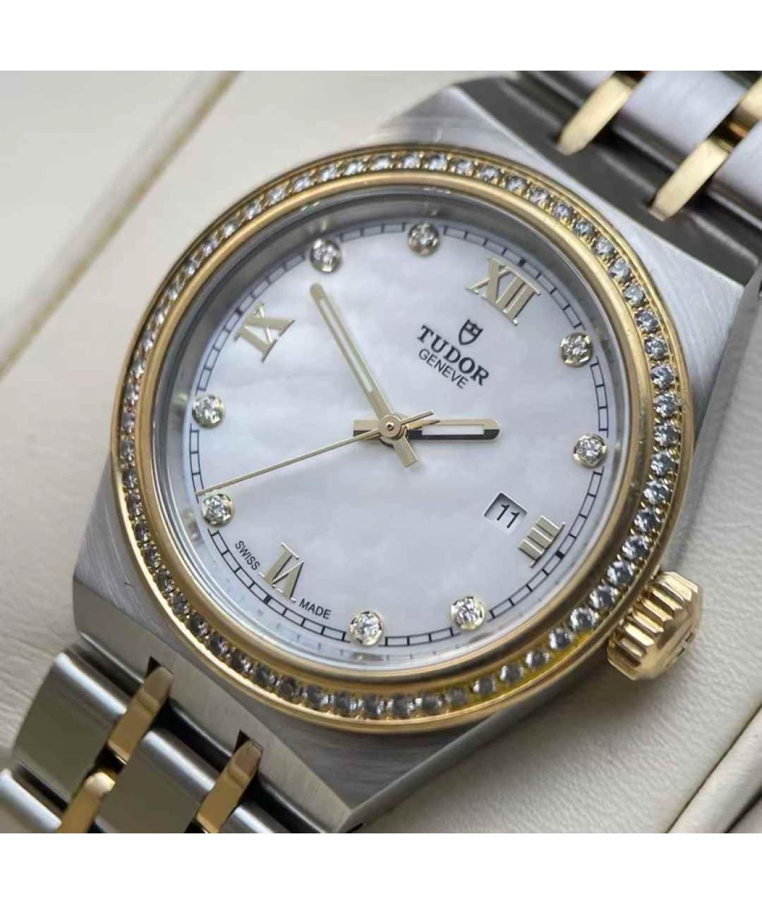 TUDOR Белые часы из желтого золота, фото 10