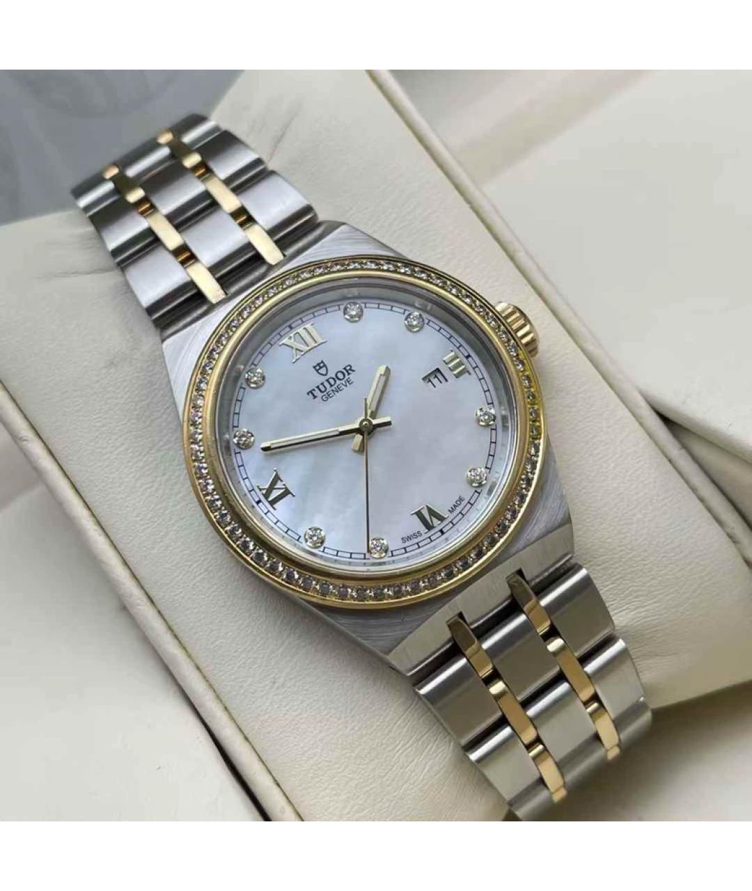 TUDOR Белые часы из желтого золота, фото 2