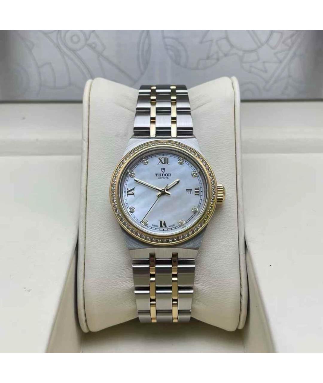 TUDOR Белые часы из желтого золота, фото 9